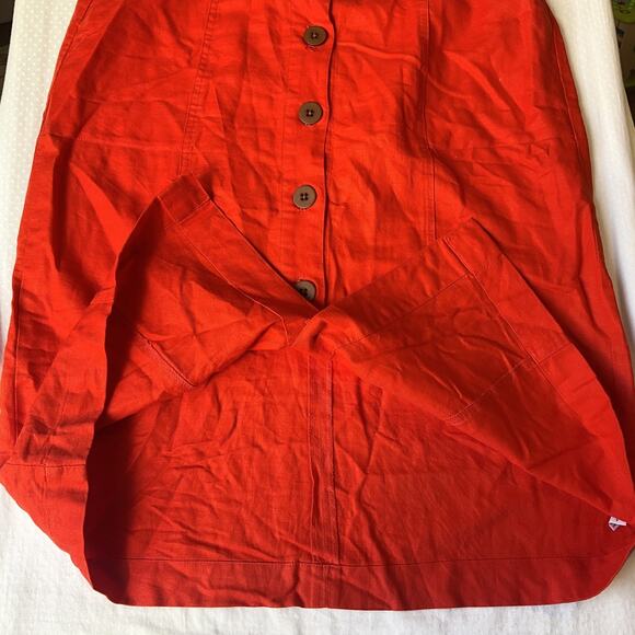 Universal Thread Women Skirt M Red Orange Cotton Linen Casual Button Knee Length - Picture 7 of 8